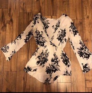Florla black and white long sleeve romper